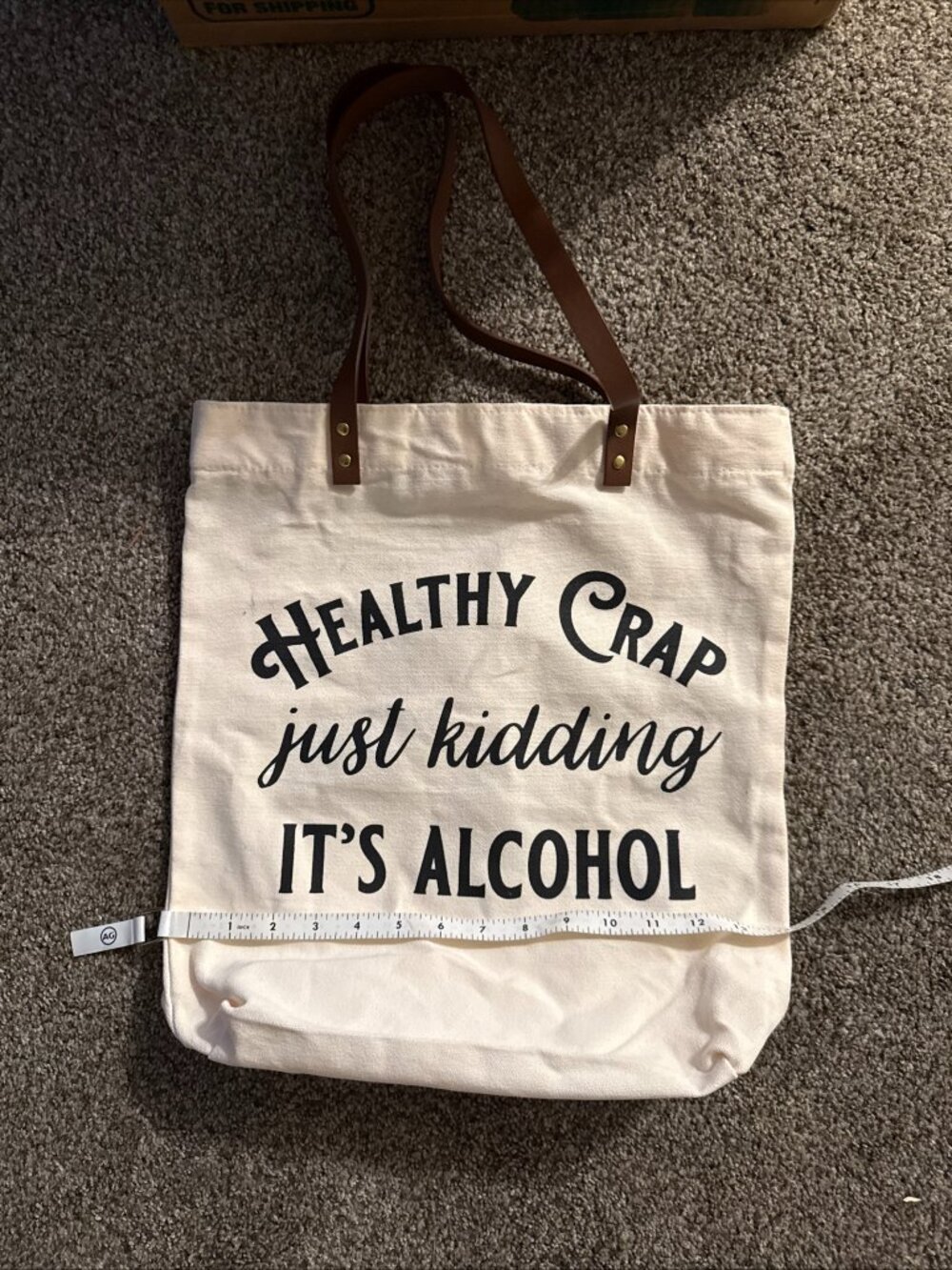 Healthy Crap Just Kidding Its Alcohol Canvas Tote